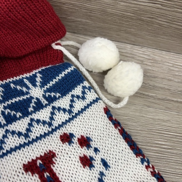 Two Red White Blue Christmas STOCKING Knitted Angels Joy Long Cute! - Picture 8 of 11